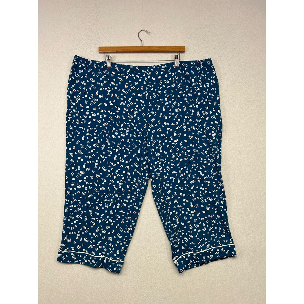 Floral Coziness Secret Treasures Womens 3X Blue Capri Pajama Set - Picture 3 of 13
